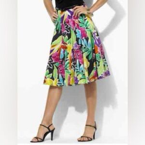 Ralph Lauren Floral Pleated Skirt Multicolor Tropical Beach Vacation size 6